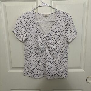 Elegant Purple Floral V-Neck Blouse